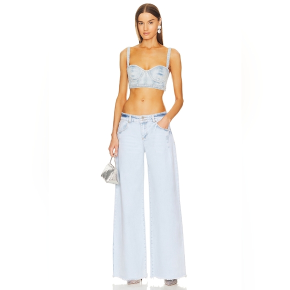 7. NWT RETROFETE ELISE DENIM TOP IN VIVID - Picture 4 of 8